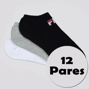 Kit Meias Fila com 12 Pares Cano Curto - Adulto