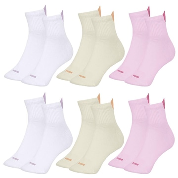 Kit Meia Puma Esportiva Cano Médio - 6 Pares - Feminina