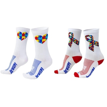 Meia Cano Longo Hupi Esportiva Tea Autismo - 02 Pares - Unissex