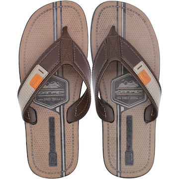 Chinelo Danper Couro Tiras Largas Estampado - Masculino