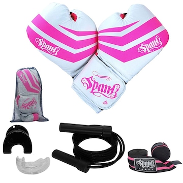 Kit Luva + Boxe + Corda de Pular + Bandagem + Protetor Bucal Spank