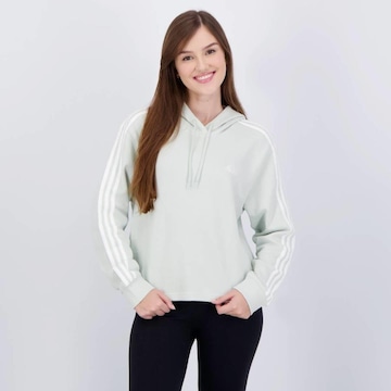 Blusão de Moletom com Capuz adidas Cropped 3 Stripes - Feminino