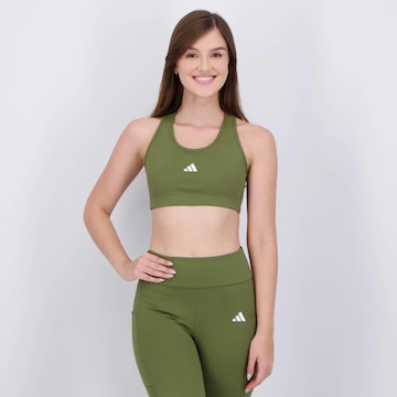 Top Fitness adidas Treino Básico Suporte Médio Feminino Verde