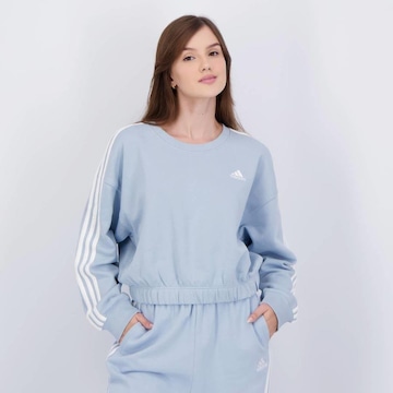 Blusão de Moletom sem Capuz adidas Cropped 3 Stripes - Feminino