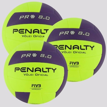 Bola de Vôlei Penalty 8.0 Pro Amarela - 3 Unidades