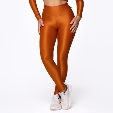 Calça Legging Orbis Fitness Cintura Alta Poliamida Brilho Laminado - Feminina