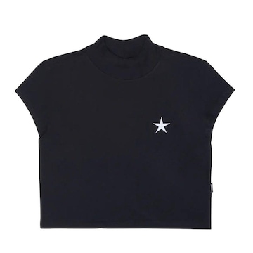 Camiseta Cropped Converse Festival Graphic Jet Black - Feminina