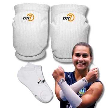 Kit Joelheira + Manguito Curto + Meia Curto Tm7 Vôlei Profissional - Adulto