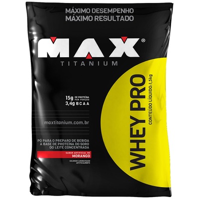 Whey Protein Max Titanium Morango Refil - 1,5Kg - Foto 1