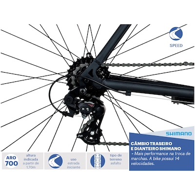 Bicicleta Speed Caloi 10 - Aro 700 - Freio Caliper - Câmbio Traseiro Shimano - 14 Marchas - Foto 2