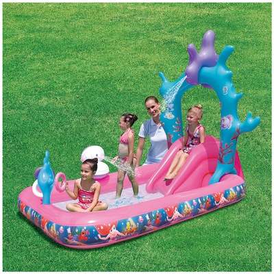 Piscina Inflável com Escorregador Bestway Princesa Ariel Disney 271 Litros - Infantil - Foto 1