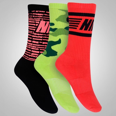 Kit de Meia Nike Graphic Cushion Crew com 3 Pares - Infantil - Foto 1