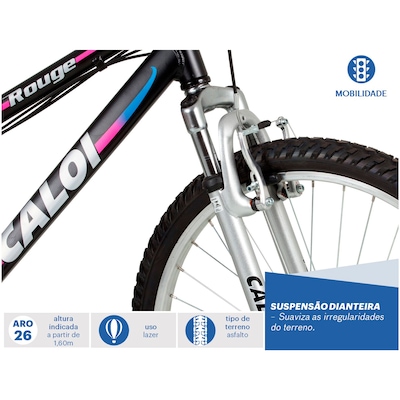 Bicicleta Caloi Rouge - Aro 26 - Freio V-Brake - 21 Marchas - Feminina - Foto 2