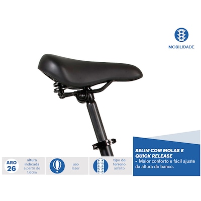 Bicicleta Caloi Rouge - Aro 26 - Freio V-Brake - 21 Marchas - Feminina - Foto 5