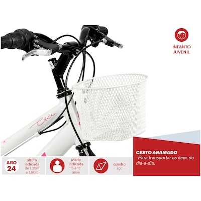 Bicicleta Caloi Ceci - Aro 24 - Freio V-Brake - 21 Marchas - Feminina - Infantil - Foto 2