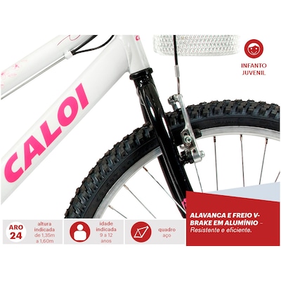 Bicicleta Caloi Ceci - Aro 24 - Freio V-Brake - 21 Marchas - Feminina - Infantil - Foto 4