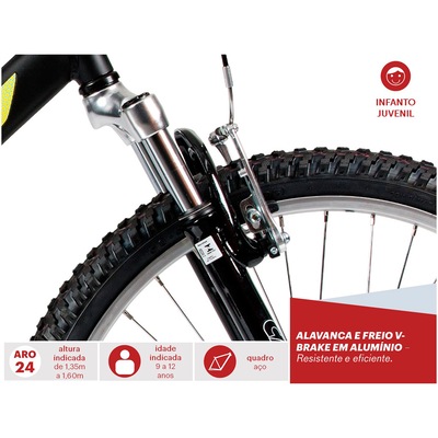 Bicicleta Caloi Max Front - Aro 24 - Freio V-Brake - 21 Marchas - Infantil - Foto 3