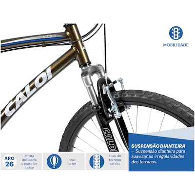 Bicicleta Caloi 400 M - Aro 26 - Freio V-Brake - Câmbio Traseiro Shimano - 21 Marchas - Foto 2