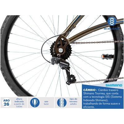 Bicicleta Caloi 400 M - Aro 26 - Freio V-Brake - Câmbio Traseiro Shimano - 21 Marchas - Foto 3