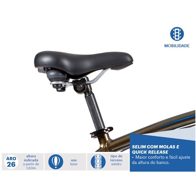 Bicicleta Caloi 400 M - Aro 26 - Freio V-Brake - Câmbio Traseiro Shimano - 21 Marchas - Foto 6
