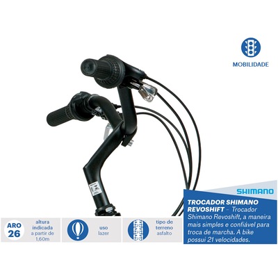 Bicicleta Caloi 400 - Aro 26 - Freio V-Brake - Câmbio Traseiro Shimano TZ - 21 Marchas - Feminina - Foto 2