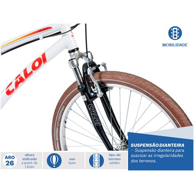 Bicicleta Caloi 400 - Aro 26 - Freio V-Brake - Câmbio Traseiro Shimano TZ - 21 Marchas - Feminina - Foto 3