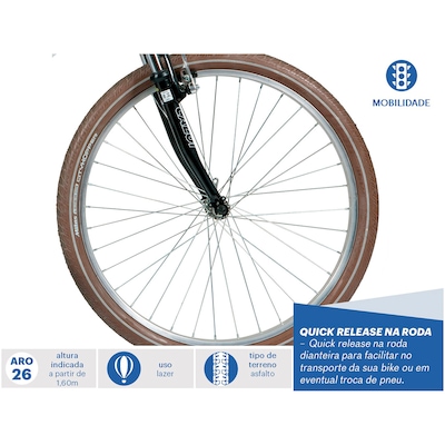 Bicicleta Caloi 400 - Aro 26 - Freio V-Brake - Câmbio Traseiro Shimano TZ - 21 Marchas - Feminina - Foto 4