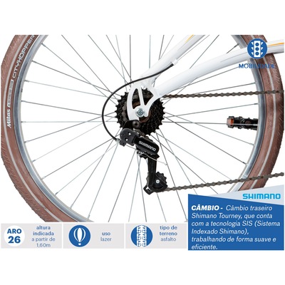 Bicicleta Caloi 400 - Aro 26 - Freio V-Brake - Câmbio Traseiro Shimano TZ - 21 Marchas - Feminina - Foto 5