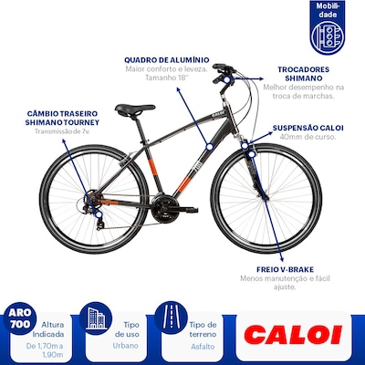 Bicicleta Caloi 700 - Freio V-Brake - Câmbio Shimano - 21 Marchas - Foto 2