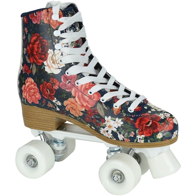 Patins 4 Rodas Retrô Farm Rio Floral Safira - Quad - Adulto - Foto 2