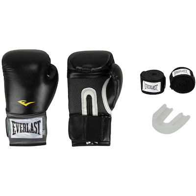 Kit de Boxe Everlast: Bandagem + Protetor Bucal + Luvas de Boxe Training - 14 OZ - Adulto - Foto 1