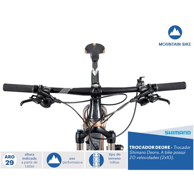 Mountain Bike Caloi Carbon Ibex - Aro 29 - Freio Shimano Hidráulico - Câmbio Shimano - 20 Marchas - Foto 5
