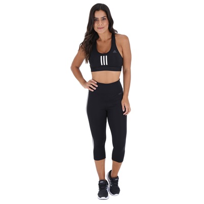 Calça Capri adidas D2M 3 Stripes Tight - Feminina - Foto 4