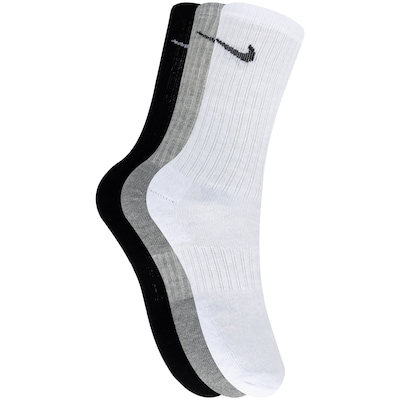 Kit de Meias Cano Alto Nike Everyday Cushioned Crew com 3 Pares - Adulto - Foto 1