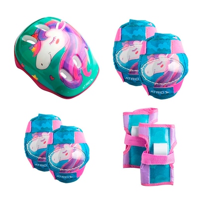 Kit Proteção Infantil Atrio Unicórnio: Joelheiras + Cotoveleiras + Munhequeiras + Capacete - Foto 1