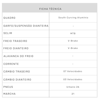 Bicicleta South Bike Curving - Aro 26 - Freios V-Brake - 21 Marchas - Foto 2