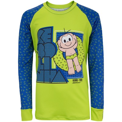 Conjunto Camiseta Manga Longa Proteção Solar UV e Sunga Turma da Mônica Cebolinha Boia - Infantil - Foto 2