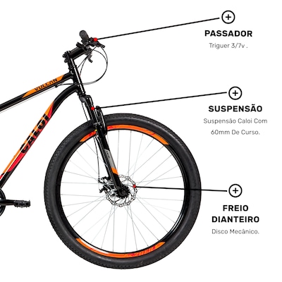 Mountain Bike Caloi Vulcan - Aro 29 - Freio a Disco Mecânico - Câmbio Traseiro Shimano - 21 Marchas - Foto 6