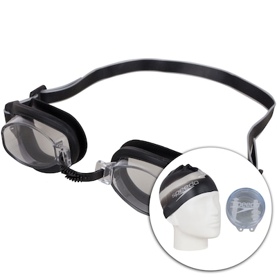 Kit de Natação Speedo Swim com Óculos + Touca + Protetor de Ouvido - Adulto - Foto 1