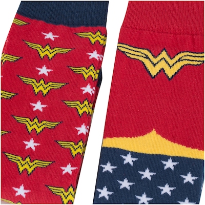 Kit de Meias Cano Alto Liga da Justiça Mulher-Maravilha com 2 Pares - 34 a 38 - Adulto - Foto 5