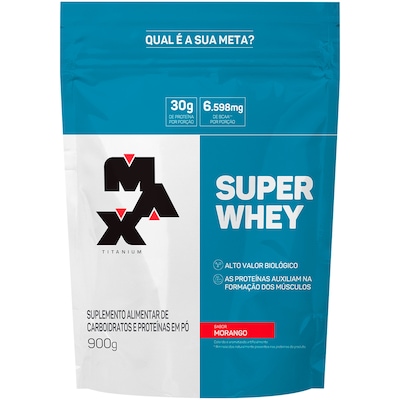 Whey Protein Max Titanium Morango Super Refil - 900g - Foto 1