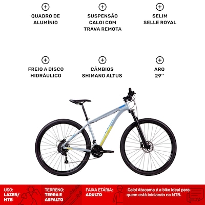 Mountain Bike Caloi Atacama - Aro 29 - Freio Disco Hidráulico - Câmbio Traseiro Shimano Altus - 27 V - Foto 2