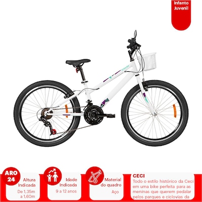 Bicicleta Caloi Ceci - Aro 24 - Freios V-Brake - Feminina - Infantil - Foto 4