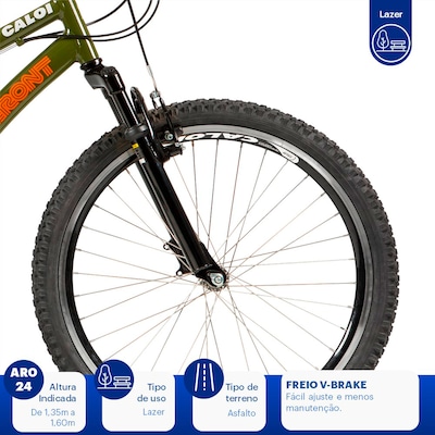 Bicicleta Caloi Max Front - Aro 24 - Freios V-Brake - Infantil - Foto 5