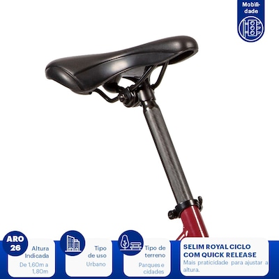 Bicicleta Caloi Rouge - Aro 26 - Freio V-Brake - Adulto - Foto 3