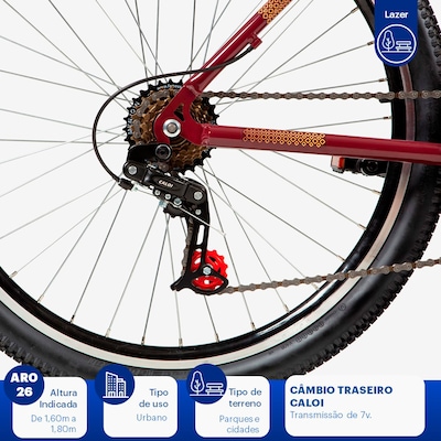 Bicicleta Caloi Rouge - Aro 26 - Freio V-Brake - Adulto - Foto 6