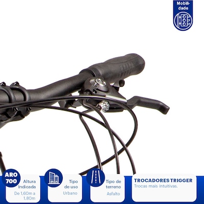 Bicicleta Caloi Urbam 700 - Aro 700 - Freio V-Brake - Câmbio Traseiro Shimano - 21 Marchas - Foto 5