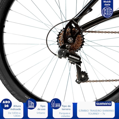 Bicicleta Caloi 400 Comfort M - Aro 26 - Freios V-Brake - Câmbio Traseiro Shimano - 21 Marchas - Foto 6