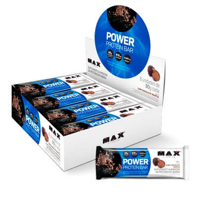 Barra de Proteína Max Titanium Power Pro Bar Dark - 8 Unidades 90g cada - Chocolate - Foto 1