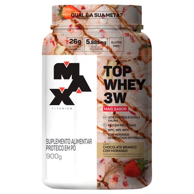 Whey Protein Max Titanium Chocolate Branco Top 3W - 900g - Foto 1